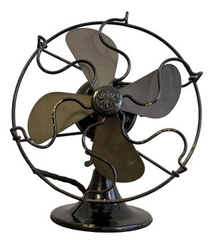 Table Fan with Brass Blades and Iron Frame from Compagnia Generale di Elettricità, 1930s