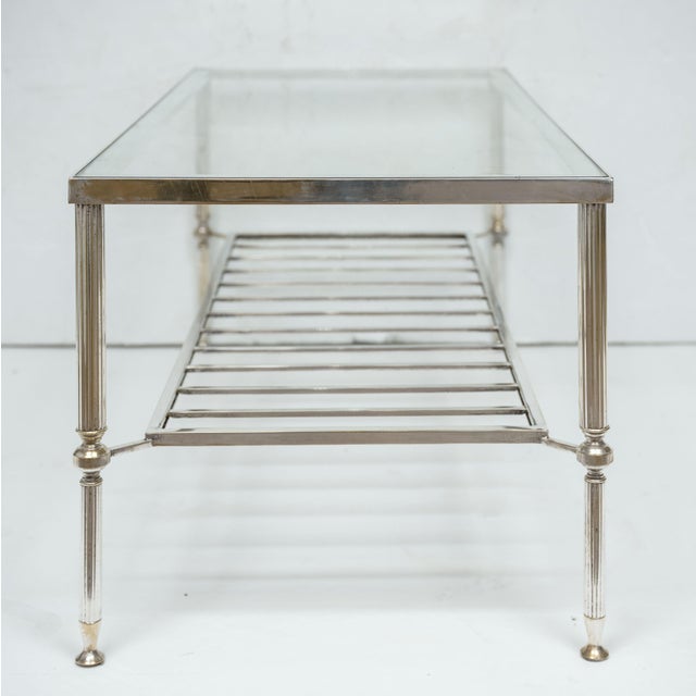 French Modern Cocktail or Coffee Low Table of Nickeled Brass and Glass For Sale - Image 9 of 11
