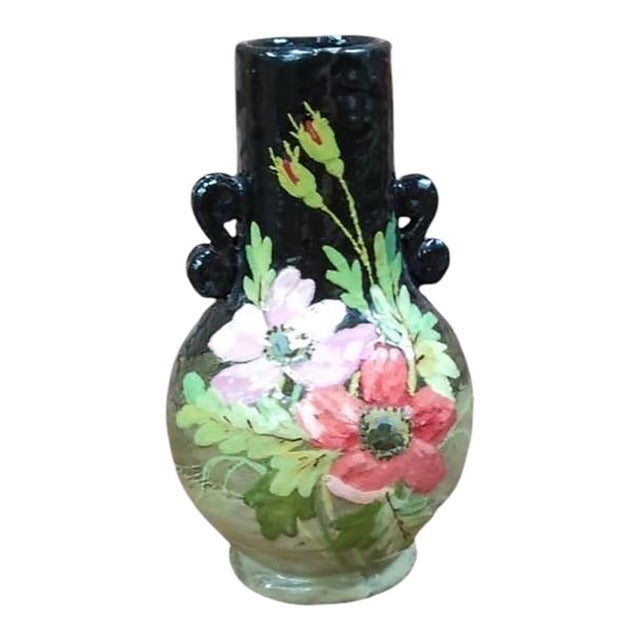 19th Century French Flowers Majolica Vase Edouard Gilles For Sale