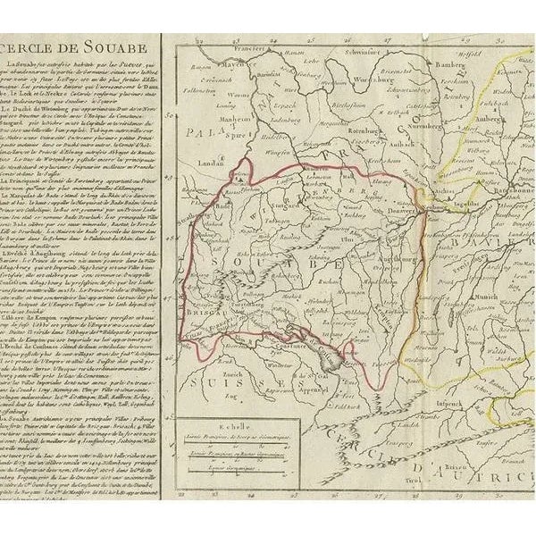 Antique Map of Swabia by Clouet, 1787 For Sale - Image 3 of 5
