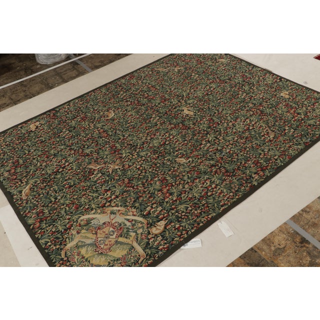 Traditional Rug & Kilim’s Tudor Style Kilim in Green and Red Florals With Beige Pictorials For Sale - Image 3 of 9