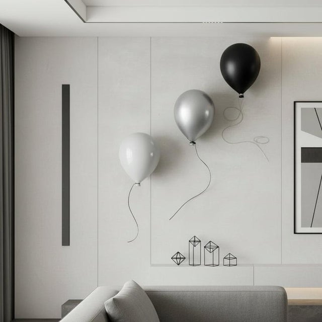 Silver Ceramic Balloon Wall Sculpture -9", Luxury Statement Piece for Wall or Ceiling Installation For Sale In New York - Image 6 of 11