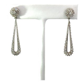 Vintage Diamond Drop Earrings 1 CTW 18k White Gold, Pair For Sale