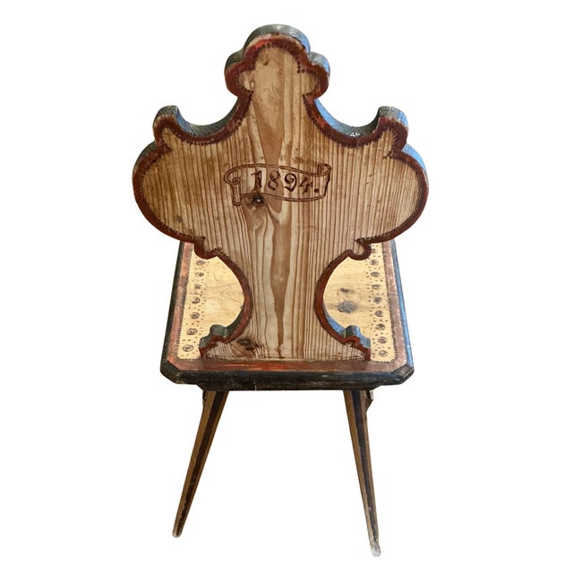 19th Century Antique German Folk Art - Mountain Area Chair For Sale - Image 5 of 10