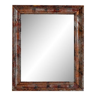1920s French Wood Patinated Mirror For Sale