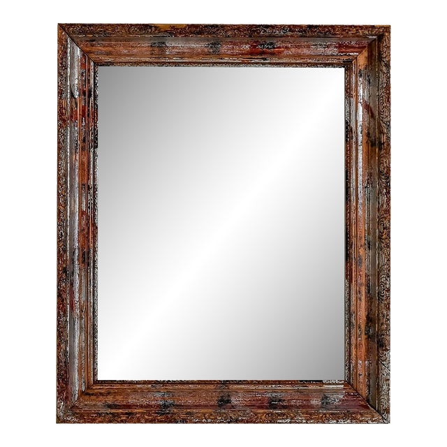 1920s French Wood Patinated Mirror For Sale