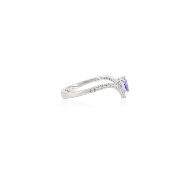 Not Yet Made - Made To Order Trillion Cut Tanzanite Chevron Style 14k White Gold Ring Size 7 For Sale - Image 5 of 13