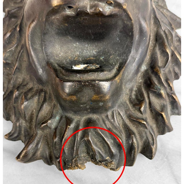 Brass Vintage Victorian Architectural Cast Brass Lions Head Wall Art For Sale - Image 8 of 8
