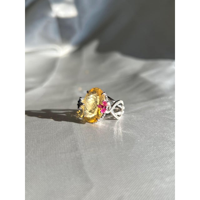 Dazzling Yellow Fire Opal Cocktail Ring, Size 7 For Sale In Portland, OR - Image 6 of 12