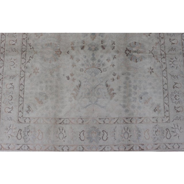 Neutral Vintage Turkish Oushak Rug With Floral Design and Medallions For Sale - Image 13 of 15