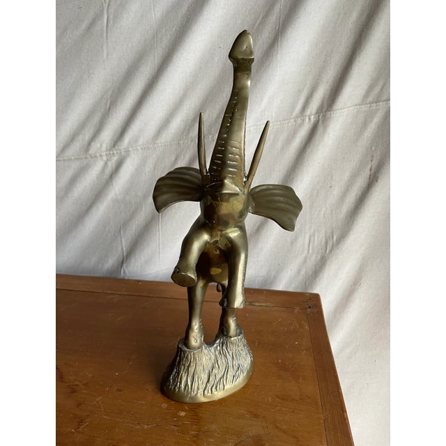 Vintage Mid 20th Century Standing Brass Elephant Figurine or Sculpture For Sale - Image 4 of 13