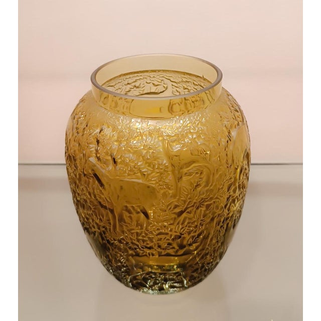 René Lalique Biches Amber Glass Vase by René Lalique for Lalique, 1932 For Sale - Image 4 of 6