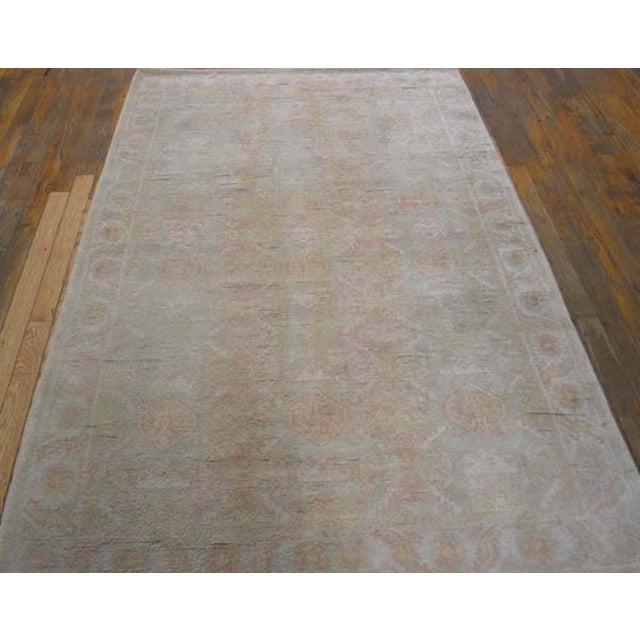 1920s White Cream Geometric Antique Indian Agra Cotton Rug 4'0" X 6'6" Handknotted Carpet For Sale - Image 4 of 6