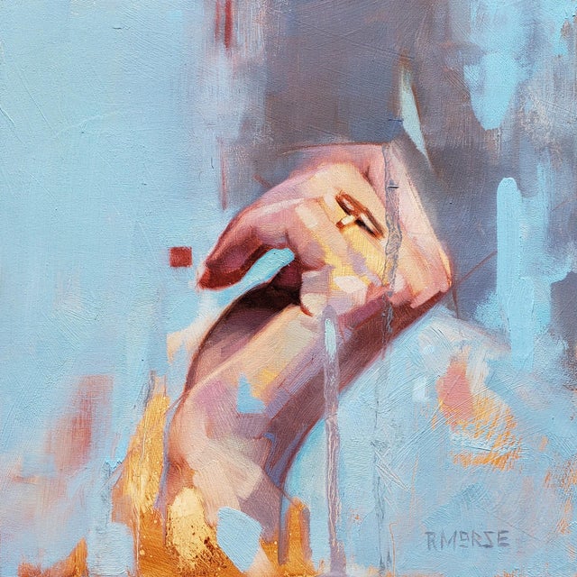 Articulate by Ryan Morse | Oil on panel Painting of a hand holding a pen. For Sale