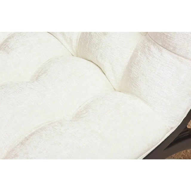 Vintage Grosfeld House Hollywood Regency Lounge Chairs, Mini Settees Black Wood and White Chenille Upholstery Vintage For Sale In Miami - Image 6 of 10