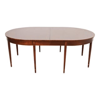 Baker Furniture Style Federal Inlaid Mahogany Dining Table, Newly Refinished For Sale