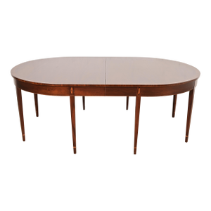 Baker Furniture Style Federal Inlaid Mahogany Dining Table, Newly Refinished