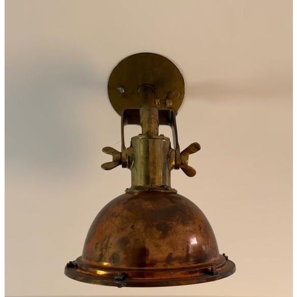 Industrial Pair of Vintage Nautical Light Fixtures For Sale - Image 3 of 4