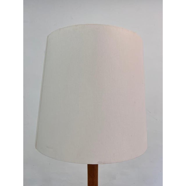 Teak Floor Lamp with Silk Shade, Denmark For Sale - Image 5 of 11