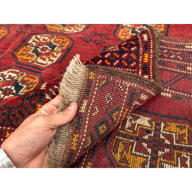 Red Ersari Bokhara Hand-Knotted Wool Rug - 9'7" X 6'2" For Sale - Image 11 of 11