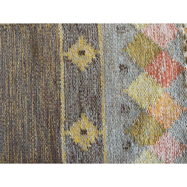 Textile Scandinavian Modern Pastel Röllakan Flatweave Rug, 1950s For Sale - Image 7 of 17