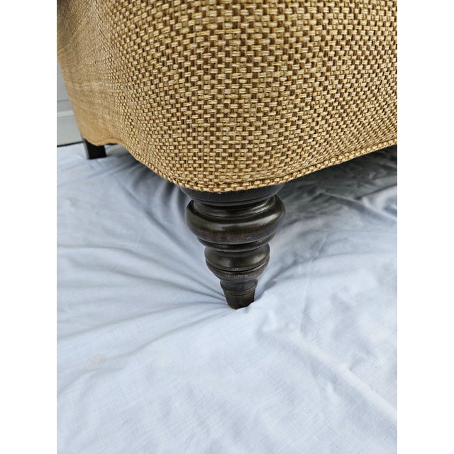 Ethan Allen Tan Rolled Arm Down Filled Loveseat For Sale - Image 14 of 17