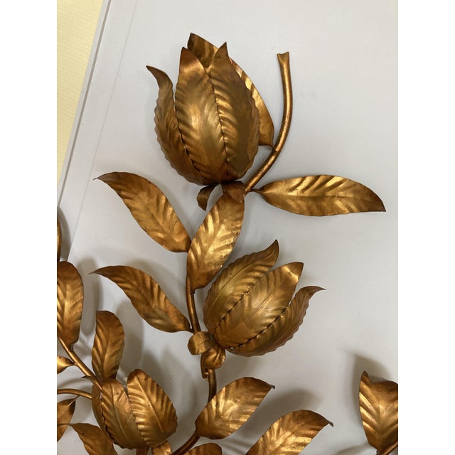 Mid-Century Modern Hollywood Regency Gold-Colored Floral Brass Wall Lamp by Hans Kögl, 1960s For Sale - Image 3 of 14