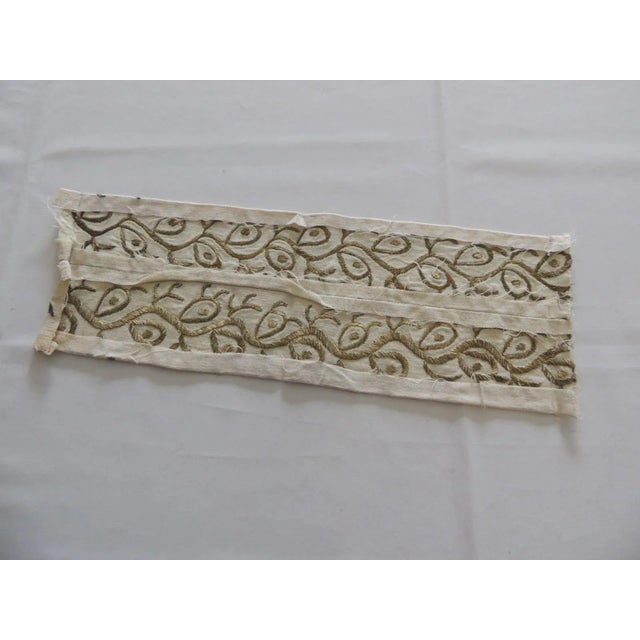 Indian Vintage Indian Gold Metallic Threads Embroidery Sash For Sale - Image 3 of 4