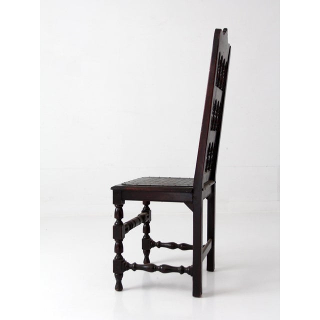 Antique Victorian Spindle Back Chair With Leather Seat For Sale - Image 6 of 16