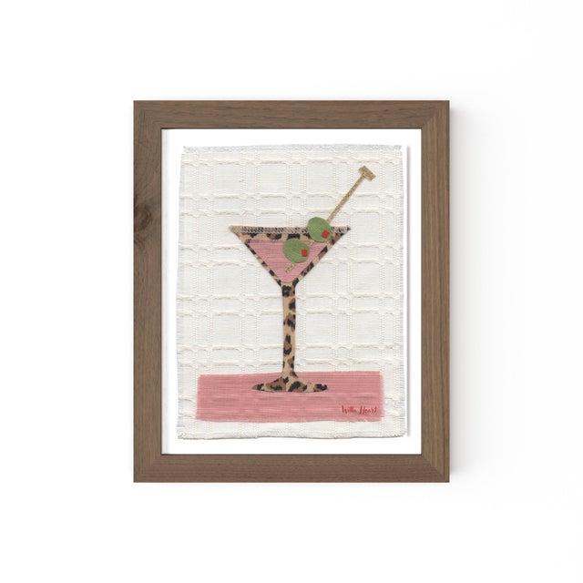 Not Yet Made - Made To Order Kitty the Martini by Willa Heart in Walnut Frame, Mini Art Print For Sale - Image 5 of 5
