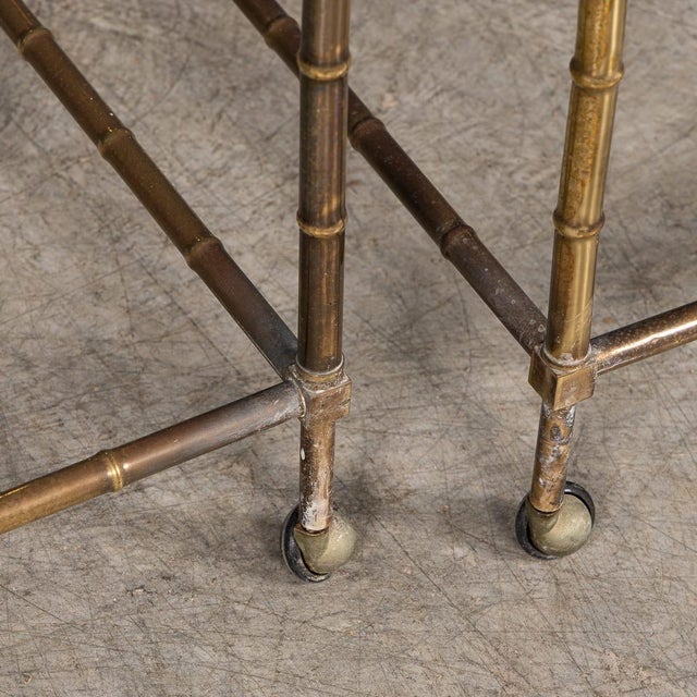 Vintage French Brass and Faux Bamboo Nesting Tables by Maison Jansen, 1960s, Set of 3 For Sale - Image 13 of 17