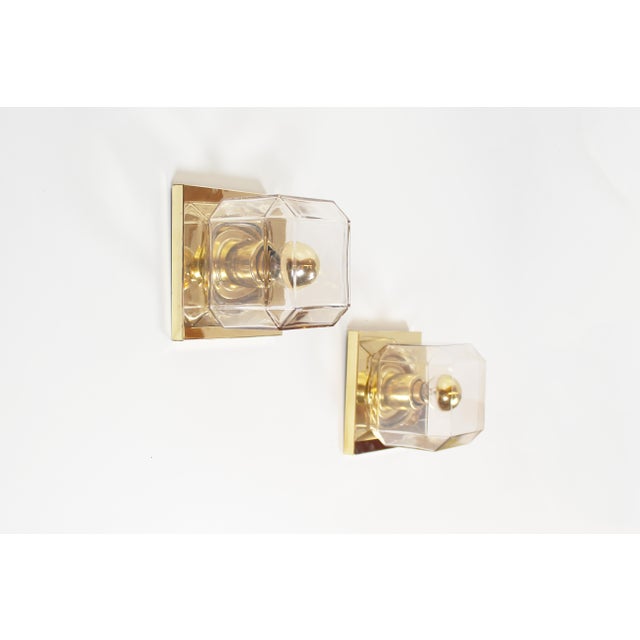 Vintage Glass and Brass Wall Lamps from Glashütte Limburg, 1970s, Set of 2 For Sale - Image 9 of 9