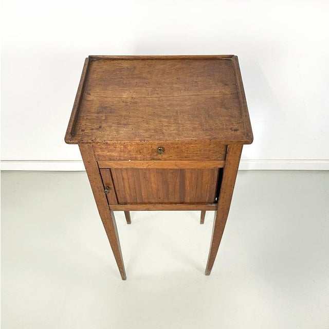 Italian Wooden Bedside Table with Brass Handle, 1890s For Sale - Image 4 of 16