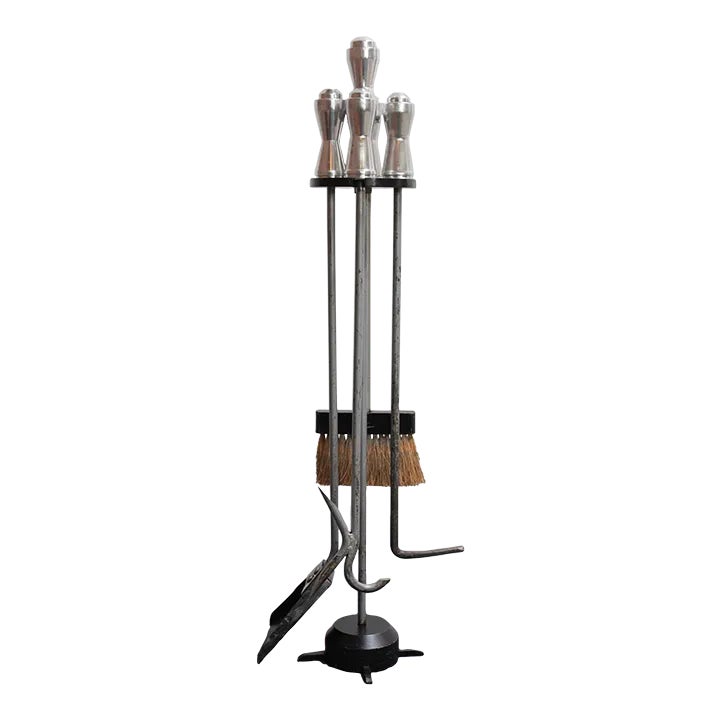 Art Deco Cast Aluminum, Bakelite and Steel Fire Tools | Chairish