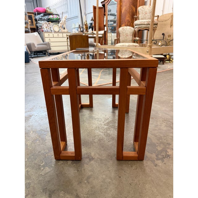 Mid-Century Modern Vintage Mid-Century Modern Brutalist Teak & Smoked Glass Coffee Table For Sale - Image 3 of 6