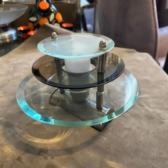 Two 1960s Space Age Glass and Chromed Metal Italian Wall Sconces by Veca For Sale - Image 10 of 11