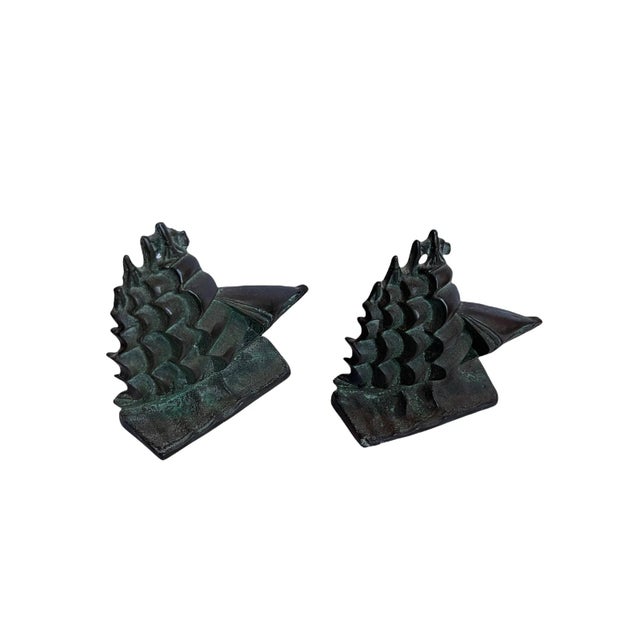 Late 19th Century Turn of the Century Sculpted Bronze Ship Antique Bookends - Set of 2 For Sale - Image 9 of 11