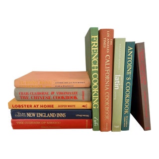 International Set of 10 Hardcover Cookbooks in Harvest Inspired Colors For Sale