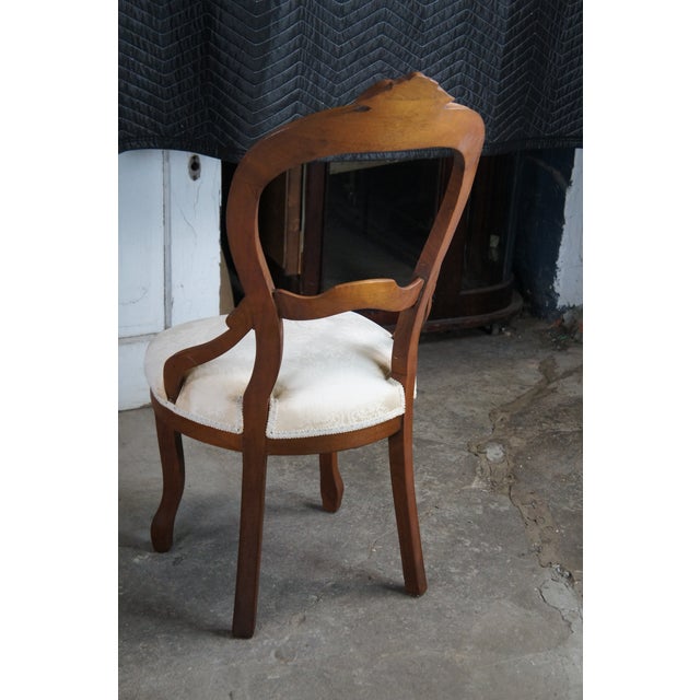 Late 19th Century 3 Antique Victorian Renaissance Revival Carved Walnut Upholstered Parlor Chairs For Sale - Image 5 of 14