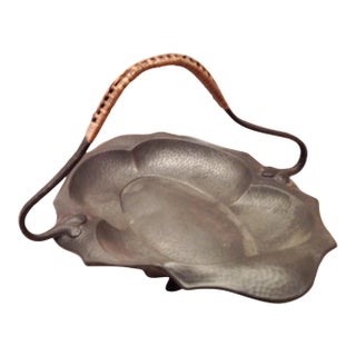 1920s Frank Cobb Arts & Crafts Movement Pewter Handled Basket For Sale