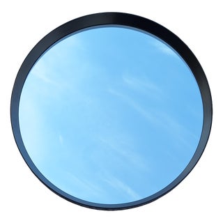 Vintage Round Wall Mirror with Black Frame, 1980s For Sale