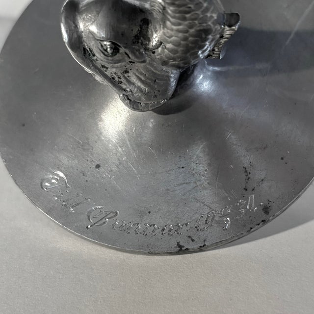 Art Deco Scandinavian Pewter Candlesticks with Sculptural Fish, Sweden, 1931, Set of 2 For Sale - Image 6 of 8
