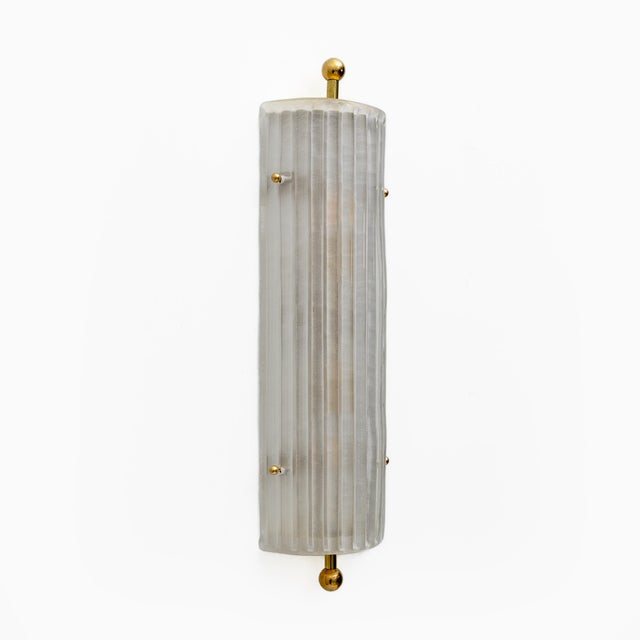 2000 - 2009 Italian Art Deco Style Murano Glass and Brass Sconces, 2000s, Set of 2 For Sale - Image 5 of 11