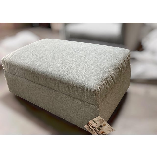 Blue C. R. Laine Studio Ottoman 1444-17 Upholstered in a Soft, Neutral Toned Thibaut Everly Spa Blue Fabric For Sale - Image 8 of 16