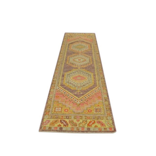 Turkish Modern Turkish Oushak Rug 3' x 10'6" For Sale - Image 3 of 6