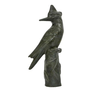 Vintage Bronze Woodpecker Statue For Sale