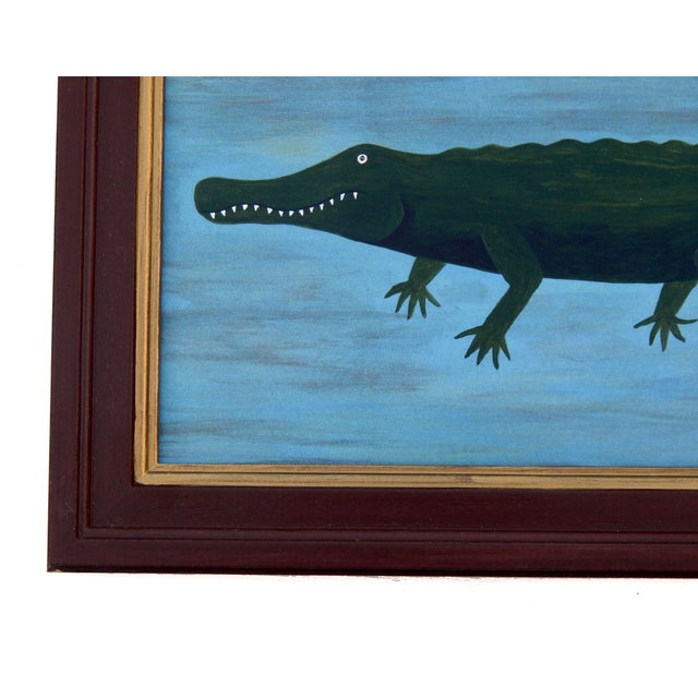Matt Rix, Naïve Style River Scene with Alligator and Paddle Steamer, Print, Framed For Sale - Image 6 of 10
