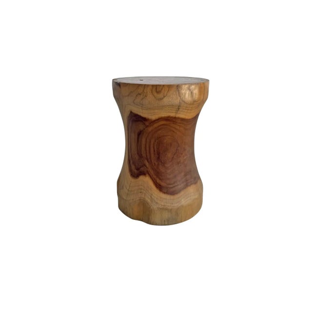 Not Yet Made - Made To Order Round Teak Wood Side Table, Natural Finish, Modern Organic For Sale - Image 5 of 7