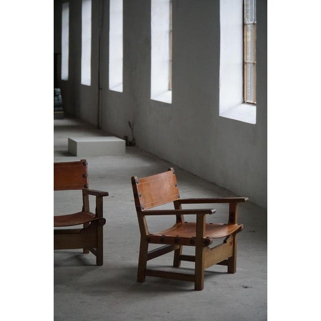 Wood Mid 20th Century Spanish Brutalist Armchairs in Wood & Leather, 1960s, Set of 2 For Sale - Image 7 of 18