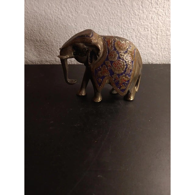 Metal 1970s Solid Brass Ornate Elephant Sculpture For Sale - Image 7 of 7